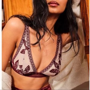 Free People Alia Bralette Bordeaux Combo Lace Bra